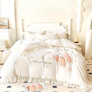 4 buah bordir tiga dimensi sikat ramah kulit + seprai renda kupu-kupu mawar buatan tangan - Product Image 1