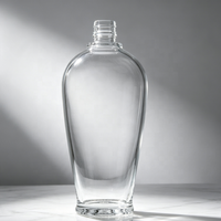 Botellas de vidrio transparente ovaladas de 375 ml al por mayor con doble boquilla, tapones de corcho y tapas de rosca con acabado ácido para aceite de oliva premium y cocina.