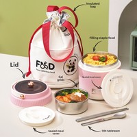 Nouvelle boîte à lunch isotherme en acier inoxydable 304, dégradé, 1,2 L, avec couvercle en PP, double couche, pour les employés de bureau et les étudiants, portable