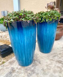 2 PCS <b>Plastic</b> Flower Pots Nordic Elegant Glazed Large Decorative <b>Planters</b> for Indoor - Product Image 2