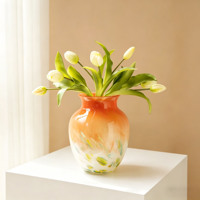 Vase en verre à ventre large, style féerique éthéré, avec glaçure dégradée, pour décoration intérieure et arrangement floral, ornement pour salon