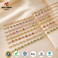 Bracelets tennis raffinés et brillants haut de gamme, plaqués or 18 carats PVD, bracelets tennis arc-en-ciel pour femmes, acier inoxydable, zircon multicolore