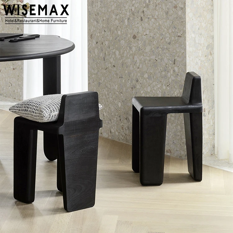 Мебель WISEMAX Nordic wabi-sabi design, обеденный стул и стол из массива дуба черного цвета для деревянной ресторанной мебели