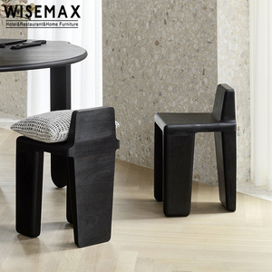 WISEMAX FURNITURE Nordic wabi-sabi design in <span class=keywords><strong>legno</strong></span> massello <span class=keywords><strong>di</strong></span> quercia colore nero sedia da pranzo e tavolo set per <span class=keywords><strong>mobili</strong></span> da ristorante in <span class=keywords><strong>legno</strong></span> - Product Image 1