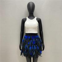 Jupe en plumes pour femmes, costume de carnaval, samba, fête, jupe courte en plumes rouge et noire, accessoires de danse, performance, festival