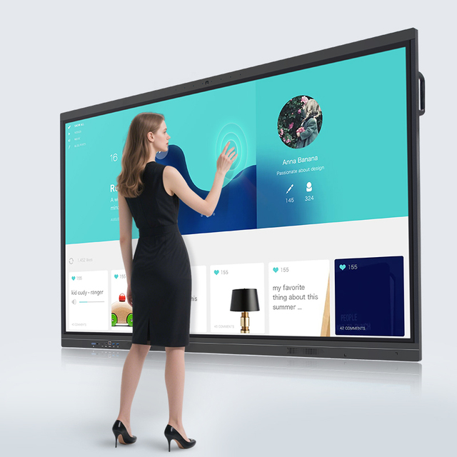 86 Inch Interactive Flat Panel 65~110 Inch Interactive Whiteboard Display Android 15 AI Software for Classroom Teaching Writing