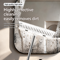 Brosse de nettoyage 2-en-1 pour sols et miroirs, avec poils rigides et manche en acier inoxydable, pour la maison et la salle de bain