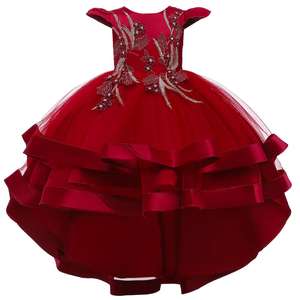 Robe de mariée longue de haute qualité pour fille, robe de demoiselle d'honneur exquise pour fête, robe d'anniversaire rose pour enfant de 8 ans - Product Image 4