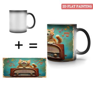 Taza Mágica de Cerámica Negra Esmerilada Minimalista Moderna de 11 oz, Sensible al Calor - Product Image 4