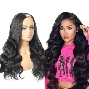 Wholesale Cheap 9a 12a Body wave u shape parting bob wig ocean wave thick slim OEM 180% density 100 Indian human hair wavy wigs