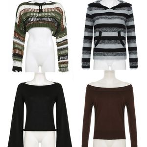 Suéter de Punto Vintage para Mujer, Color Sólido, Cuello Redondo, Manga Larga, Informal, Suave y Cálido para Otoño e Invierno - Product Image 1