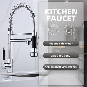 Robinet de cuisine chromé <span class=keywords><strong>KOEN</strong></span> KE-6024-1 de haute qualité, design moderne, avec douchette extractible, eau chaude/froide, monocommande, cartouche céramique, à poser sur le plan - Product Image 2