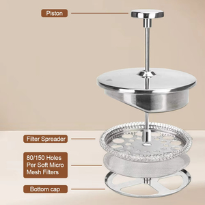<span class=keywords><strong>Cafetière</strong></span> manuelle professionnelle <span class=keywords><strong>à</strong></span> double paroi en acier inoxydable avec <span class=keywords><strong>filtre</strong></span> supplémentaire isolée personnalisée de 50oz en métal français - Product Image 3