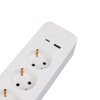 Multiprise intelligente Tuya WiFi standard européenne avec 4 prises CA, 1 port USB et 1 chargeur Type-C à charge rapide, en cuivre, IP20