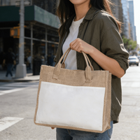 Sac de courses vierge en toile TC 380g avec poignée pour impression par transfert thermique DIY