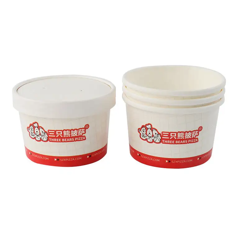 Custom leakproof and waterproof white paper tube cardboard soup bowl cup with paper lidPopular