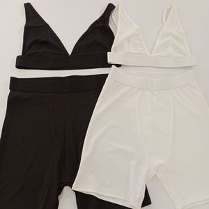 2023 Shorts Shorts Skinny top sportivi personalizzati da <span class=keywords><strong>donna</strong></span> Mini Dress da <span class=keywords><strong>donna</strong></span> in cotone costine abbigliamento completo da <span class=keywords><strong>donna</strong></span> 2 pezzi - Product Image 5