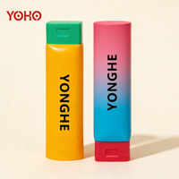 Tubos Exprimibles de PE Impresos Personalizados de Alta Calidad, 60-150 ml, Envases Cosméticos Vacíos, Marca YOHO, Tapa Rectangular Abatible, Marcas de Belleza