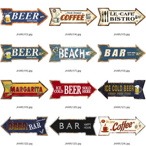 Insegna Vintage in Metallo a Forma di Freccia 45X15.5CM, Targhetta Personalizzata con Messaggio, Insegna in Latta per Birra, Decorazione Murale per Bar, Club, Caffè, Indicatore Retrò in Latta - Product Image 6