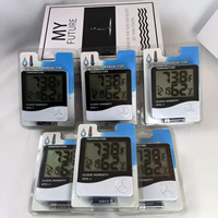 Thermomètre hygromètre numérique miniature en plastique avec logo personnalisé, horloge, affichage LCD de la température et de l'humidité, alarme, alimenté par piles, HTC-1, cadeau