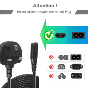 3A BS <strong>Power</strong> Cord UK 3 Pin Plug <strong>Figure</strong> <strong>8</strong> Laptop <strong>Cable</strong> Fuse Mains Lead for Home Appliance Electronics C7 End IEC Female End - Product Image 2