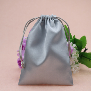 Small Grey Satin <b>Dust</b> <b>Bag</b> Drawstring Silk Gift Pouch <b>Bag</b> with Printing logo - Product Image 4