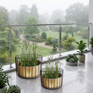 AK Laiton Balcon Décoration de La Maison Jardinière En Métal Avec Panier En Or Pot De Fleur En Métal Doré Pour Table - Product Image 2