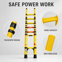 Échelle télescopique isolée en fibre de verre 35KV, résistante, rétractable, portable, non conductrice, pour travaux électriques