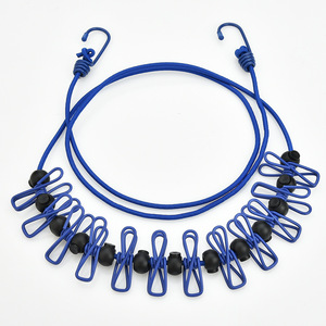 Wholesale 1pc Flexible Portable Clothesline 12 <b>Clips</b> Outdoor No Punching Required Travel Camp Retractable Clothes Rope Drying - Product Image 2