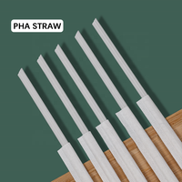 Pailles à boba compostables PHA à trois trous, emballées individuellement, jetables, écologiques, à base de plantes, pour boissons et fêtes