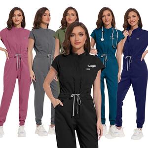 ชุดจั๊มสูทคอตั้งแบบสั่งตัดพิเศษ แขนกุด สำหรับพยาบาล แพทย์ คลินิกทันตกรรม ศัลยกรรม ดูแลผู้ป่วย ชุดยูนิฟอร์มโรงพยาบาล ชุดทำงานแยกส่วน - Product Image 1