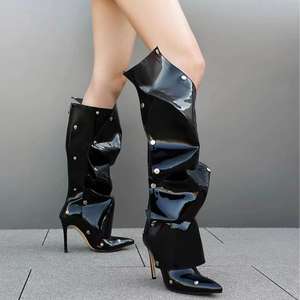 Nouvelle couleur mode bout pointu boucle Stiletto chaussures amovibles transformateur sur les bottes au genou cuissardes femmes bottes - Product Image 3