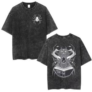 Camiseta Retro de Algodón Lavado con Cuello Redondo y Estampado en Caliente de Anime Hunter X Hunter Hisoka <span class=keywords><strong>Chrollo</strong></span> Spider Phantom Theater, Manga Corta - Product Image 1