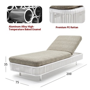Chaise longue de plage en métal moderne pour loisirs en plein air, imperméable et résistante au soleil, pour cour, villa, piscine ou plage - Product Image 5