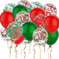 Kit de guirlande de ballons de Noël, rouge, vert, transparent, à pois, en feuille d'aluminium, en latex, avec ruban à friser, décoration de fête de Noël