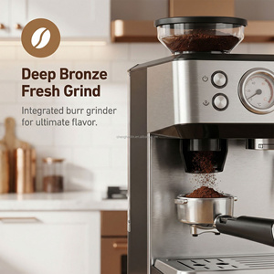 Machine à café intelligente en acier inoxydable, entièrement automatique, avec broyeur intégré, pour expresso et café filtre, pression vapeur 20 bars - Product Image 6