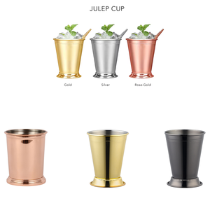 Logotipo personalizado popular Mojito Beber Térmicas 12oz 14oz Cobre Rainbow Prata Aço Inoxidável Julep <span class=keywords><strong>Cup</strong></span> para Bar - Product Image 1