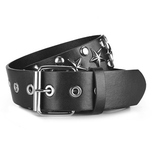 Nouvelle étoile décoration simple rangée <span class=keywords><strong>trou</strong></span> large <span class=keywords><strong>ceinture</strong></span> mode aiguille boucle femmes polyvalent Style Punk <span class=keywords><strong>ceinture</strong></span> - Product Image 3