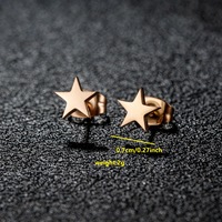 Boucles d'oreilles clous en acier inoxydable plaqué or 18 carats et argent PVD, motif étoile à cinq branches, pour femme