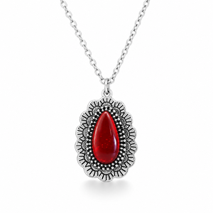 Collana rossa testurizzata a forma di goccia d'acqua, gioielli retrò da donna, idee regalo - Product Image 1