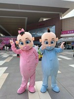 Ensemble de costumes de mascotte de bébé mignon: tenue de mascotte de jumeaux roses et bleus avec sucette, costume de personnage de dessin animé sans gonflable pour Comme