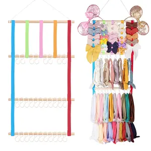 Hair Clips Headband Storage Organizer Wall Hanging Home Decor Rainbow Hair Bow Holders for Girls Room
