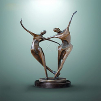 Sculpture de couple dansant en bronze sur mesure, en forme de cœur, grandeur nature, en métal moulé, figurine de fée décorative pour parc