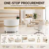 Comptoir de réception minimaliste sur mesure en gros avec garniture métallique dorée pour salon de beauté et spa des ongles