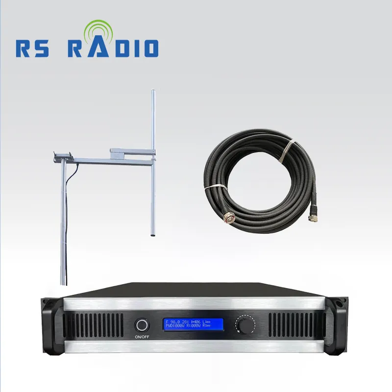 Rádio de transmissão rs 800w com antena dipolar fm, estação de transmissão 30km 1/2"