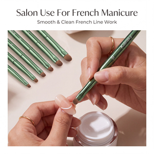 Lot de 5 pinceaux à ongles professionnels pour manucure française, tailles 8, 10, 12, 14, 16, manche métallique vert, poils en nylon, pour gel UV et fournitures de manucure - Product Image 4