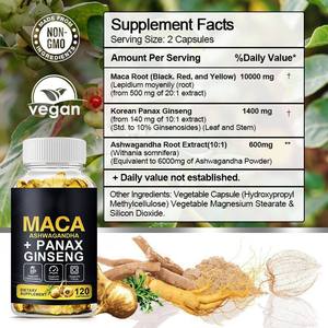 OEM ODM Softgels de soutien de la vitalité Racine de maca noire Panax Ginseng Energy Boost pour hommes Supplément de santé sûr