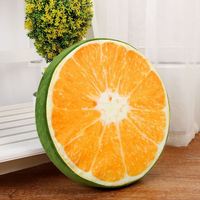 Coussin de sol rond en forme de fruit imprimé en 3D, coussin de siège, coussin décoratif orange