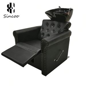 Fauteuil-lit de lavage électrique professionnel de style européen pour salon, avec moteur CE, éponge haute densité, revêtement en cuir PU céramique et accents de rivets dorés - Product Image 6