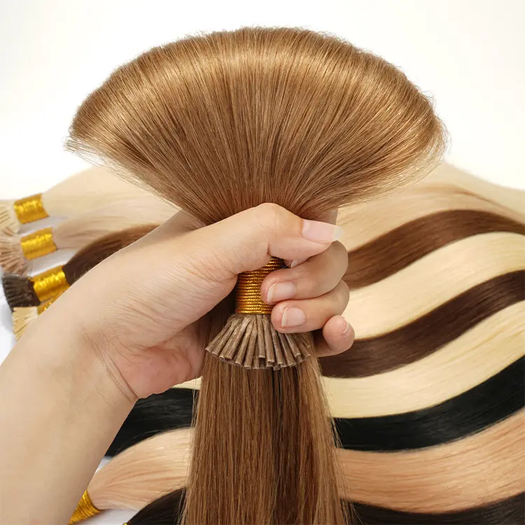 I Tip Wholesale Double Drawn Italian Prebonded Hair Extensions Wigs Virgin Keratin I Tip Human Hair Extension